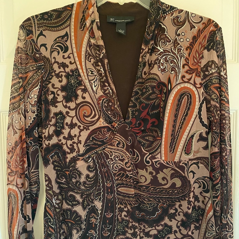 INC Brown Print Empire Top